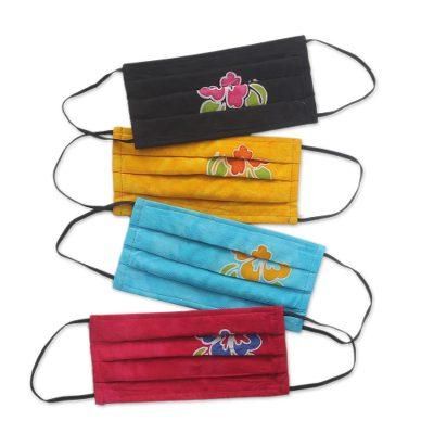 '4 Handmade Hibiscus Batik 2-Layer Face Masks from Bali'