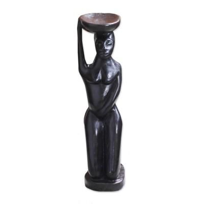 Somuyie,'Sese Wood Female Form Sculpture Crafted in Ghana'
