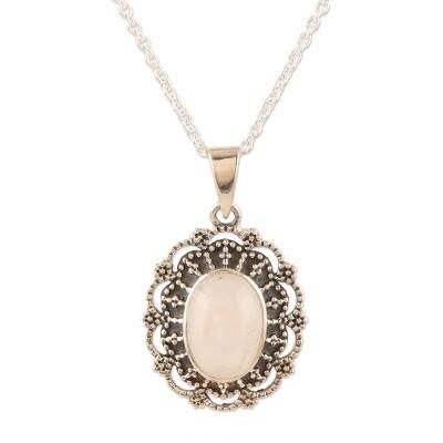 Heaven's Garden,'Rainbow Moonstone and Sterling Silver Pendant Necklace'