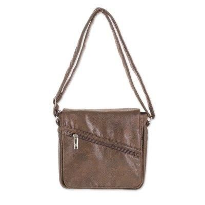 Espresso Journey,'Handmade Faux Leather Messenger Bag in Espresso'