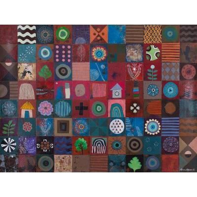 Textile Mosaic,'Signed Modern Mosaic Painting from Peru(2017)'