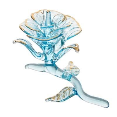 Celestial Rose,'Gilded Blown Glass Rose Flower Figurine from Peru'