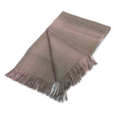 Andean Softness,'100% Baby Alpaca Throw in Celadon and Dusty Rose from Peru'
