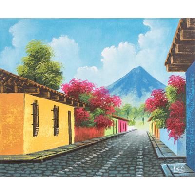 Antigua Guatemala,'Oil on Canvas Impressionist Painting of Antigua Guatemala'