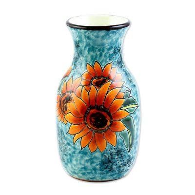 Sunflower Brilliance,'Unique Hand Painted Sunflower Themed Vase'
