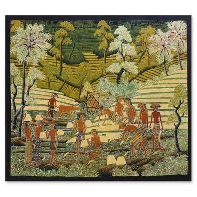 The Rice Crop,'Batik wall art'