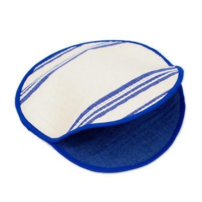 Lapis Lagoon,'Blue and Off-White All Cotton Woven Tortilla Holder'