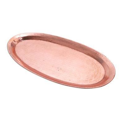 Oval Entertainment,'Hammered Oval Copper Tray Crafted in Bali'