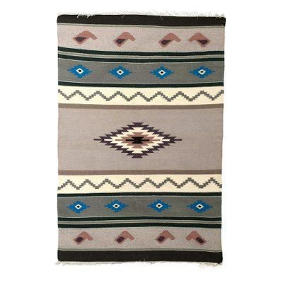 Grey Songs,'4x6 Handwoven Geometric Wool Area Rug in Grey from India'