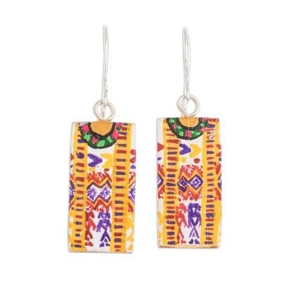 Xela Marvels,'Huipil-Inspired Wood Dangle Earrings from Guatemala'