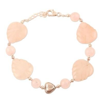 Pale Passion,'Rose Quartz and Sterling Silver Beaded Bracelet'