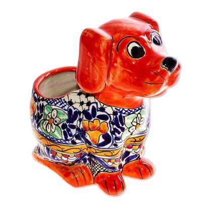 Best Friend,'Talavera Style Ceramic Dog Planter from Mexico'