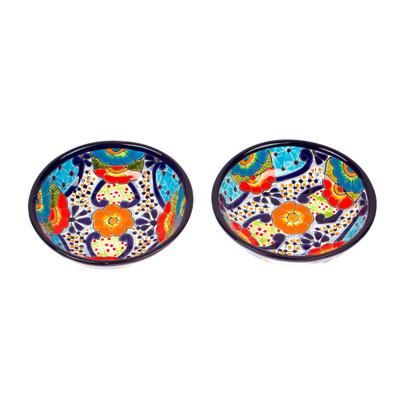 'Hand-Painted Talavera Ceramic Bowls from Mexico (Pair)'