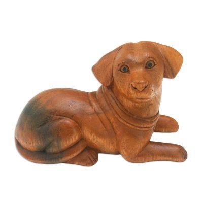 Best Boy,'Hand-Carved Wood Dog Sculpture from Bali'