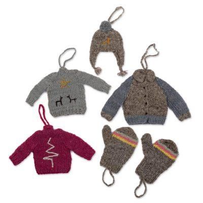 Winter Warmers,'Wool Ornaments from Peru (Set of 6)'