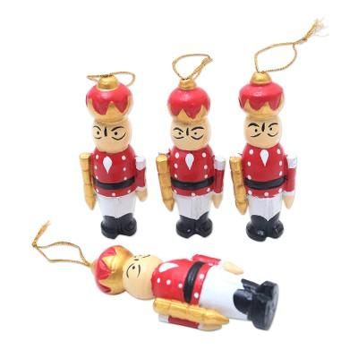 Toy Soldiers,'Hand Crafted Albesia Wood Holiday Ornaments (Set of 4)'