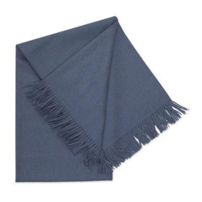Blissful Dream in Steel Blue,'100% Baby Alpaca Throw Blanket in Steel Blue from Peru'