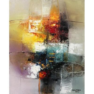 Positive Vibration,'Signed Abstract Unstretched Painting with Modern Style'