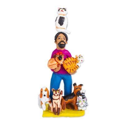 Pet Lover,'Hand Crafted Animal Lover Ceramic Sculpture'