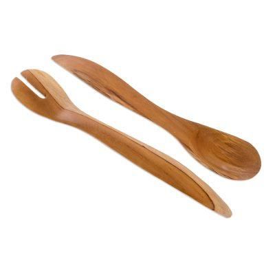 Flavors of My Land,'Food-Safe Teak Wood Salad Servers (Pair)'