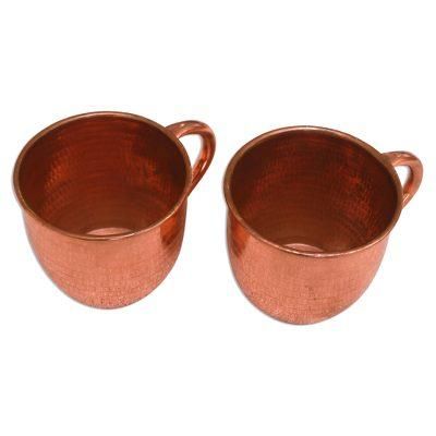 Moscow Mule Gleam,'Hammered Copper Mugs Crafted in Java (Pair)'