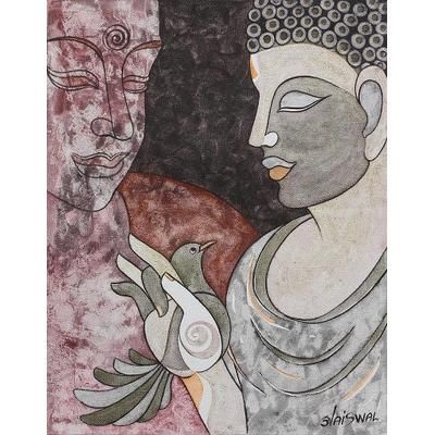 Peaceful Thoughts,'World Peace Project Cubist Painting of Buddha Advising'