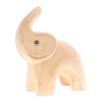 Plump Joy,'Hand-Carved Baby Elephant Raintree Wood Figurine'