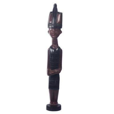 'Hand-Carved Sese Wood Statuette of a Servant from Ghana'