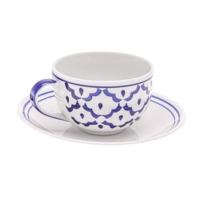 Pineapple Look,'Blue Pineapple Ceramic Cup and Saucer Set'