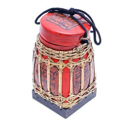 Lanna Letter in Medium','Hand Made Decorative Bamboo and Wood Jar'