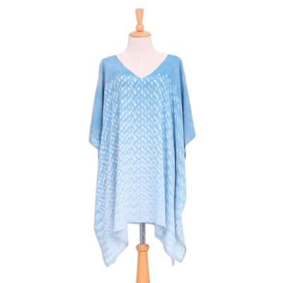 Thai Rain in Light Blue,'Tie-Die Rayon Caftan from Thailand'