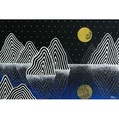 Night Mountain II,'Midnight Mountain Landscape Painting from Thailand'