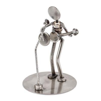 Auto part sculpture, 'Rustic Folk Singer'