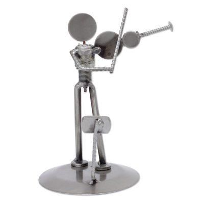 Auto part sculpture, 'Rustic Violinist'