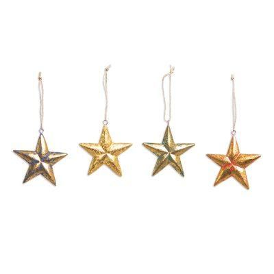 Seeing Stars,'Hand Carved Star-Motif Holiday Ornaments (Set of 4)'