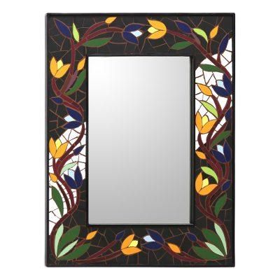 Mirror, 'Tantalizing Tulips' - Hand Made Mosaic Ceramic Wall Mirror