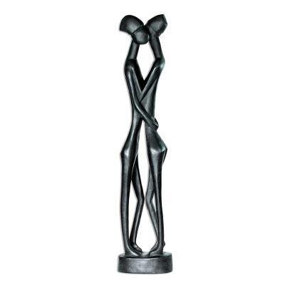 Wonderful Lovers,'Hand Carved Romantic Wood Sculpture'