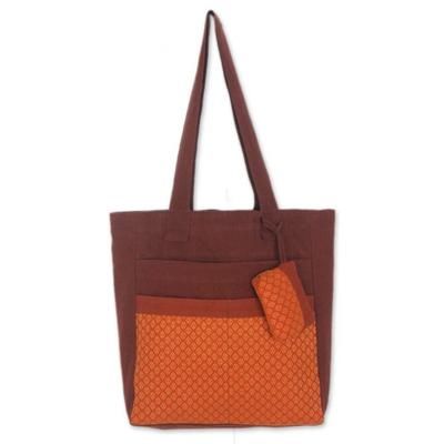 Cotton tote handbag and change purse, 'Sunshine Garden'