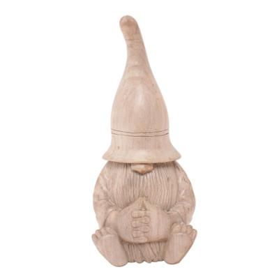 'Hand-Carved Gnome Hibiscus Wood Sculpture from Bali'