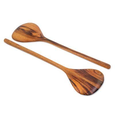Peten Kitchen,'Pair of Handcrafted Guatemalan Jobillo Wood Salad Utensils'