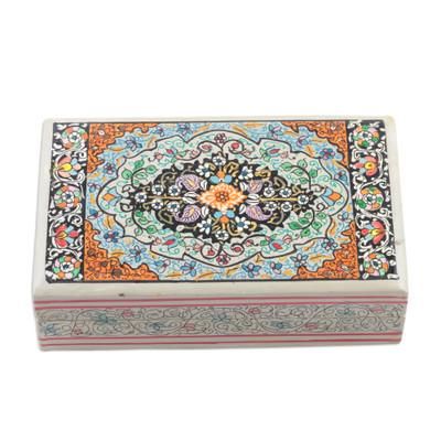 Persian Midnight Garden,'Indian Wood Papier Mache Decorative Box in Blue'