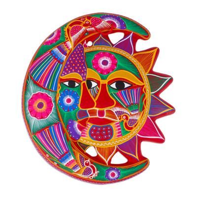 Blossoming Eclipse,'Handmade Sun and Moon Ceramic Wall Art'