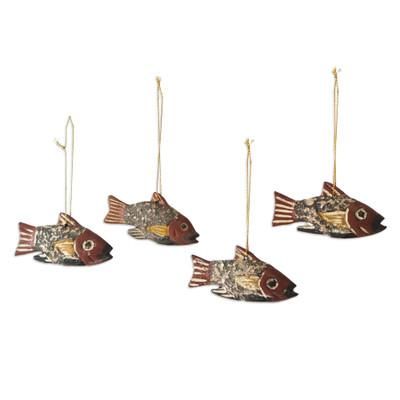 Little Ghanaian Fish,'Ghana Artisan Crafted Fish Theme Ornaments (Set of 4)'