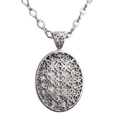 Sterling silver pendant necklace, 'Jasmine at Night'