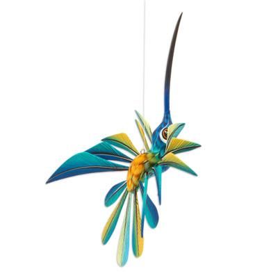Alebrije sculpture, 'Blue Hummingbird'