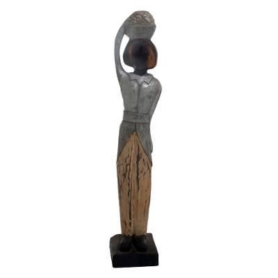 Balinese Lady,'Hand Carved Antiqued Albesia Wood Sculpture from Bali'