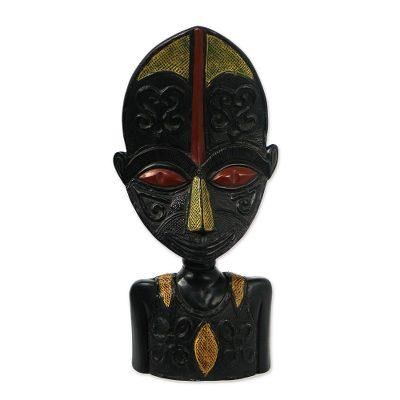 Father of Unity,'Sese Wood and Aluminum Plated Sculpture'