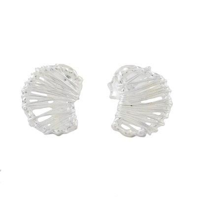 Unseen Moons,'Thai Artisan Sterling Silver Wire Wrapped Moon Stud Earrings'