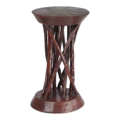 Red Wood,'Red Cedar Wood Accent Table Crafted in Ghana'