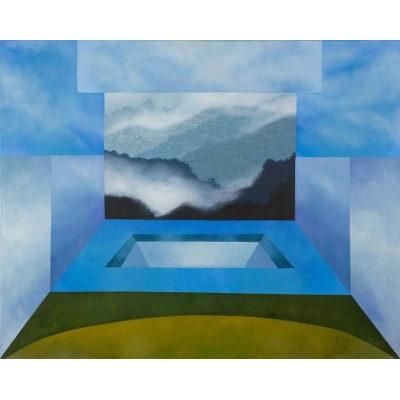 Cold, Cold,'Costa Rican Geometric Themed Mountain Landscape Painting'